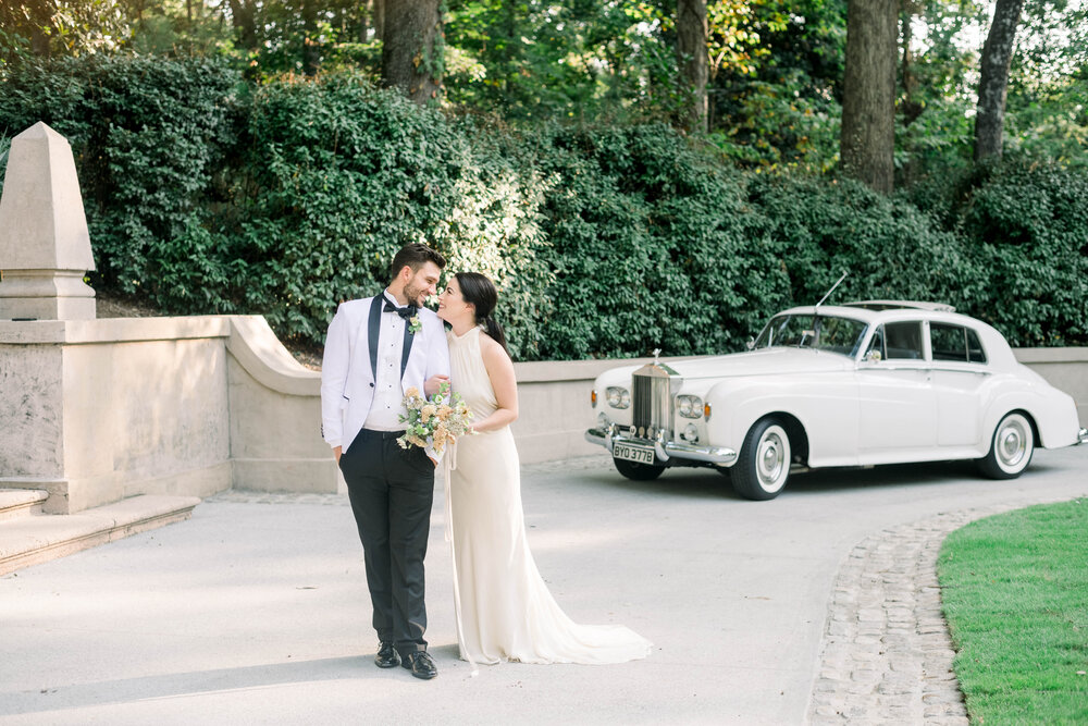 Fine art modern wedding at the Swan House with Rolls Royce