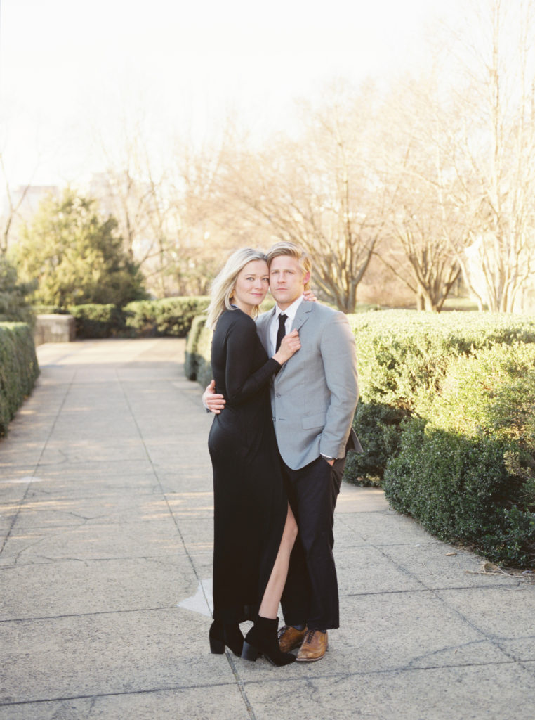 Fine art stylish and chic engagement session at Philadelphia Museum of Art on film by Liz Andolina Photography
