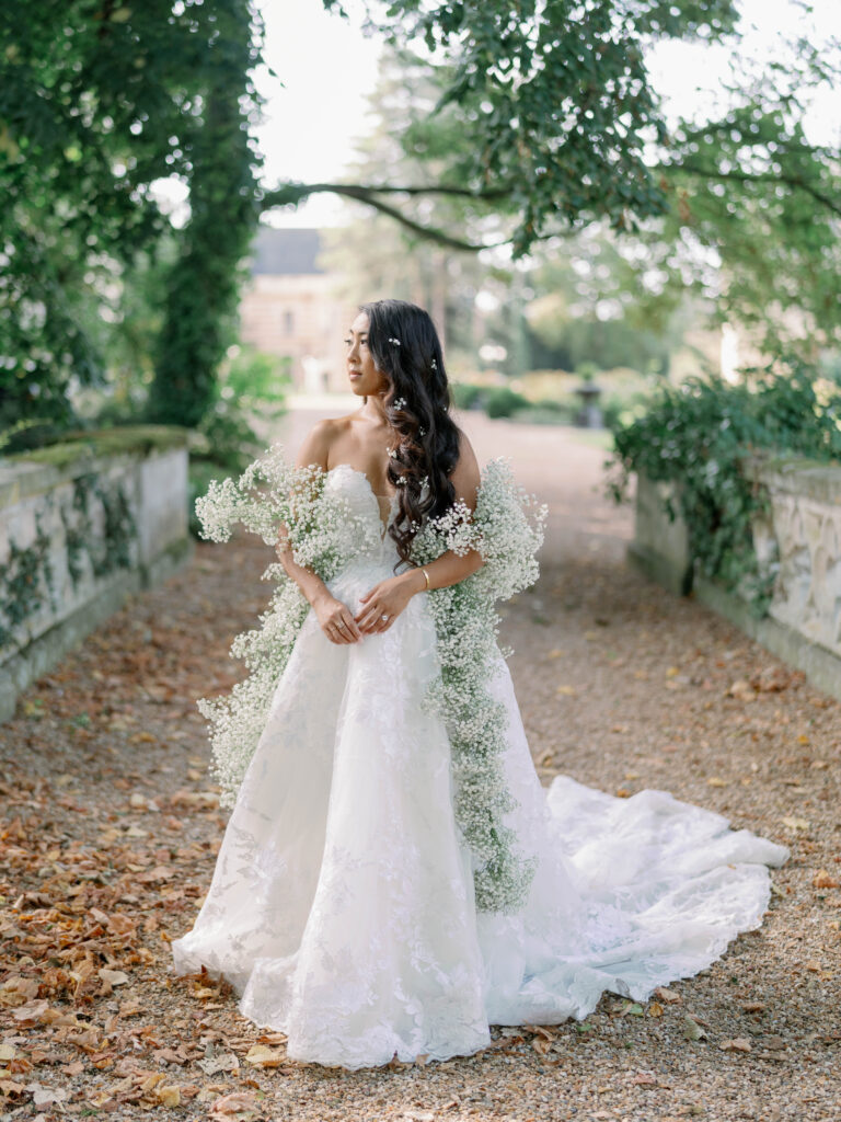 France wedding at a Chateau in Monique Lhuillier