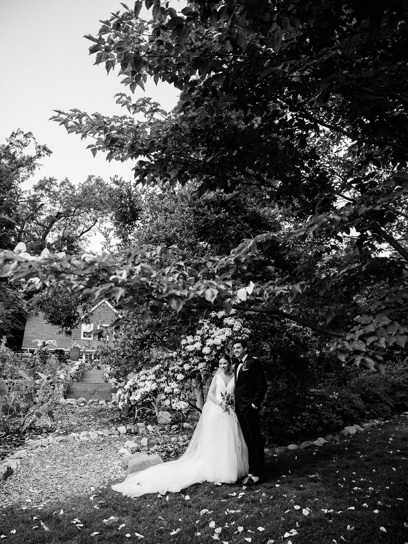 Black and white bridal portraits