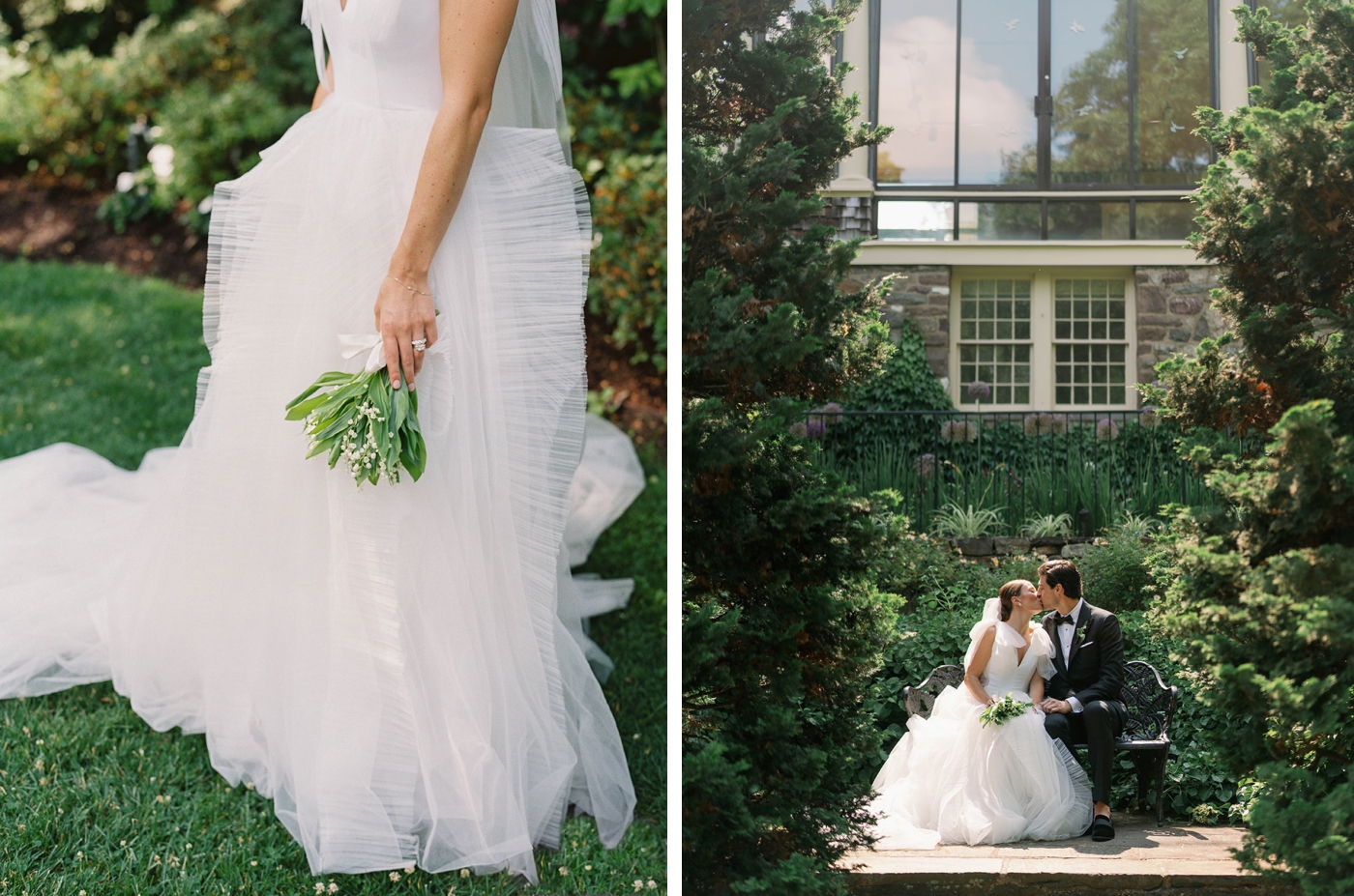 Bridal portraits in the backyard of the bride's family home