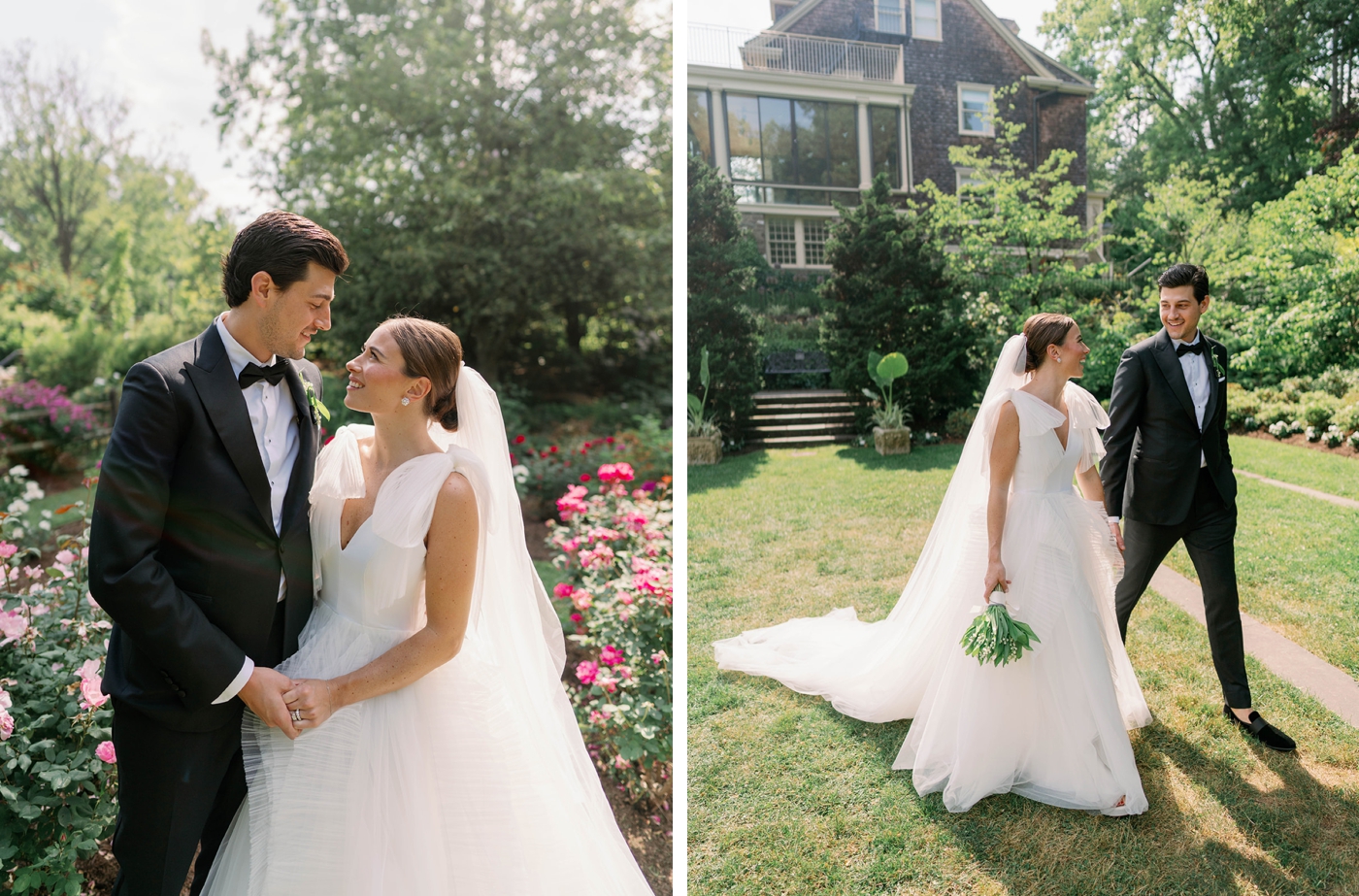 Bridal portraits in the backyard of the bride's family home