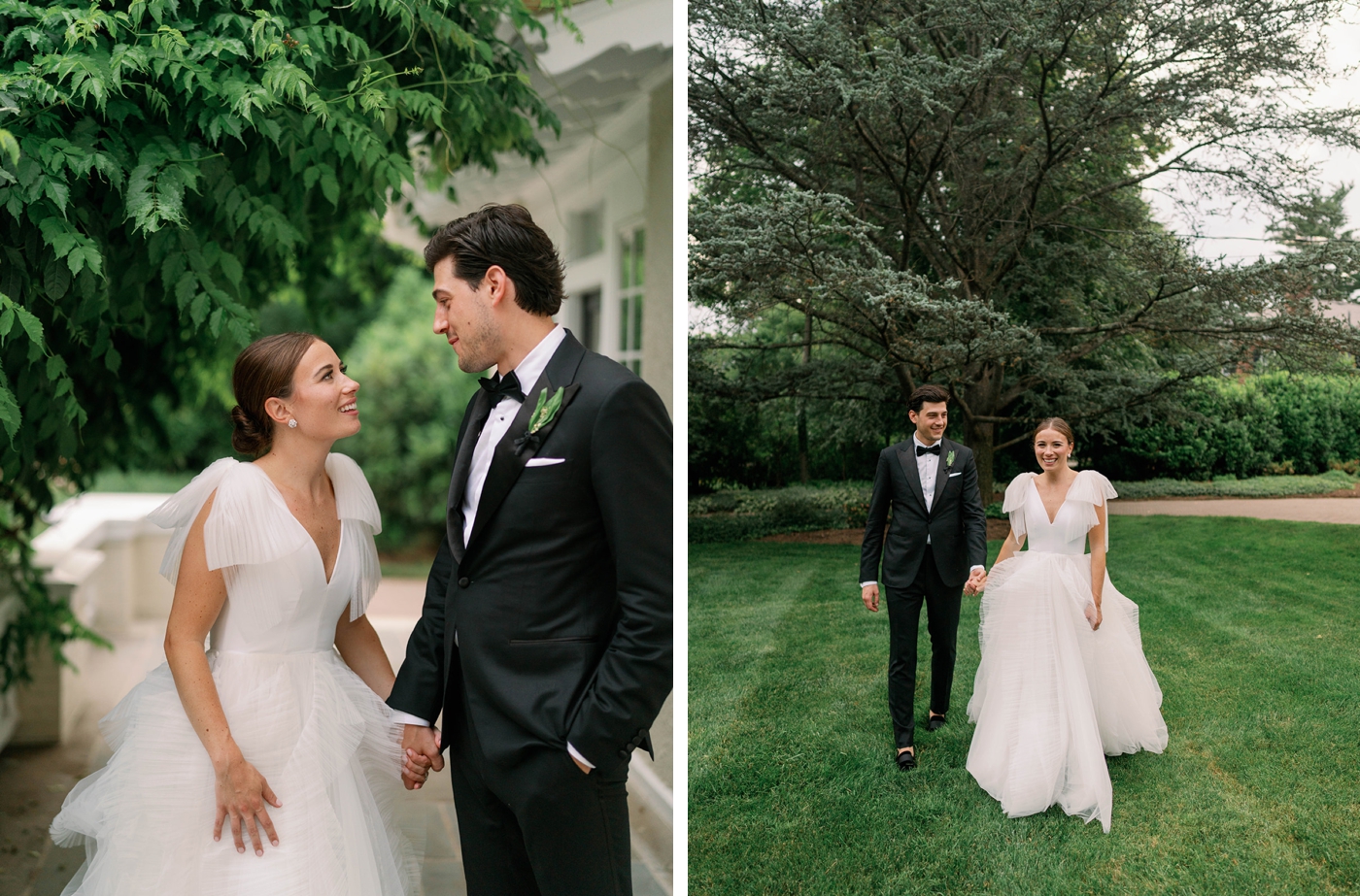 Bridal portraits in the backyard of the bride's family home