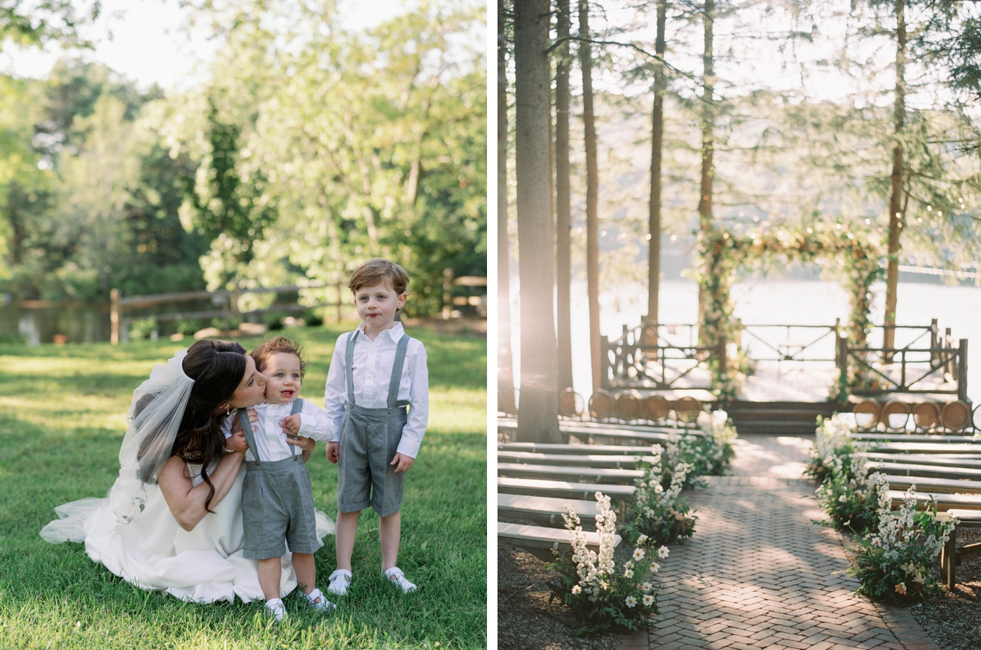 Outdoor wedding ceremony overlooking the lake at Cedar Lakes Estate