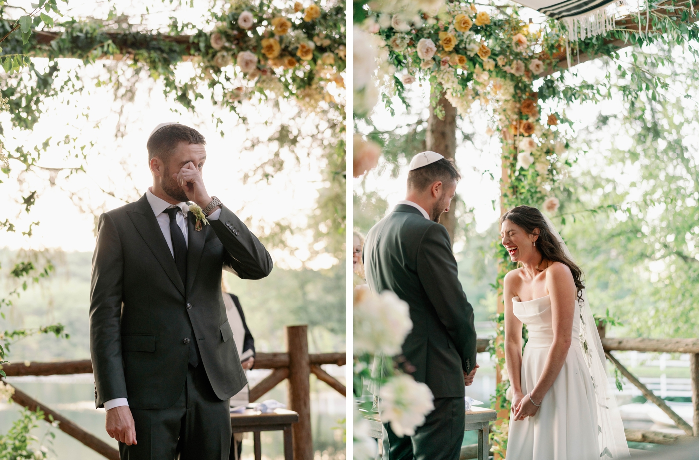 Outdoor wedding ceremony overlooking the lake at Cedar Lakes Estate