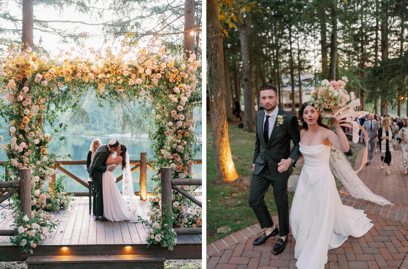 Outdoor wedding ceremony overlooking the lake at Cedar Lakes Estate