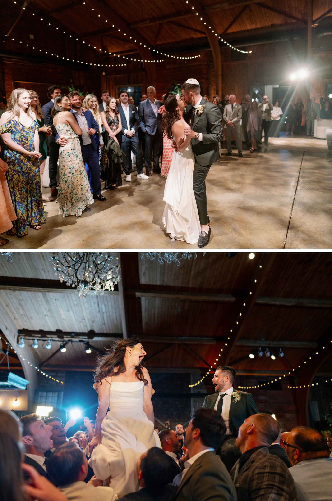 Wedding reception in the barn at Cedar Lakes Estate