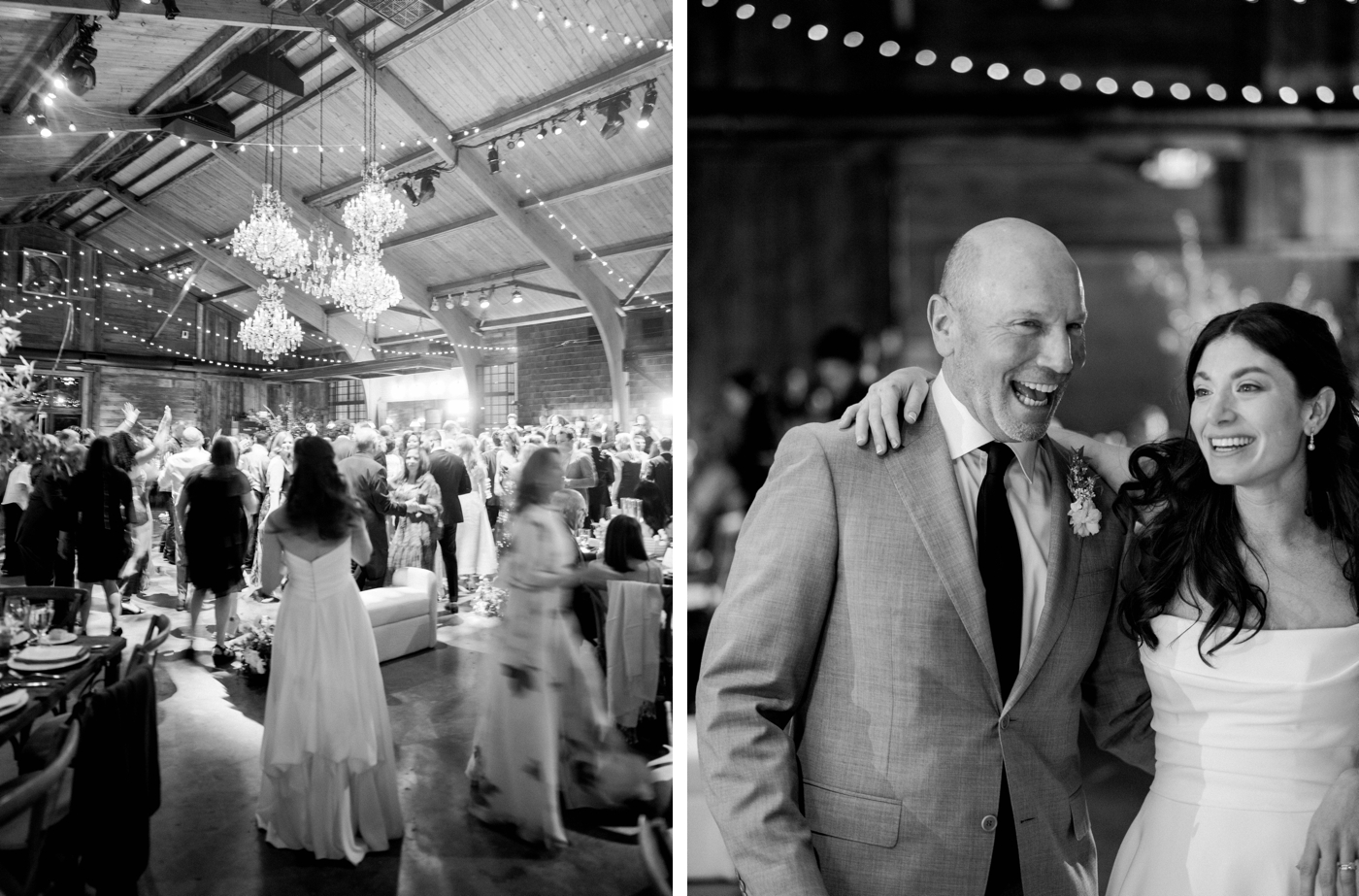 Wedding reception in the barn at Cedar Lakes Estate