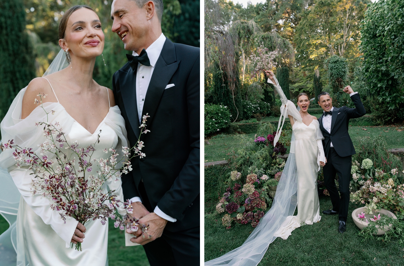 Bride wearing the Maren gown by Danielle Frankel