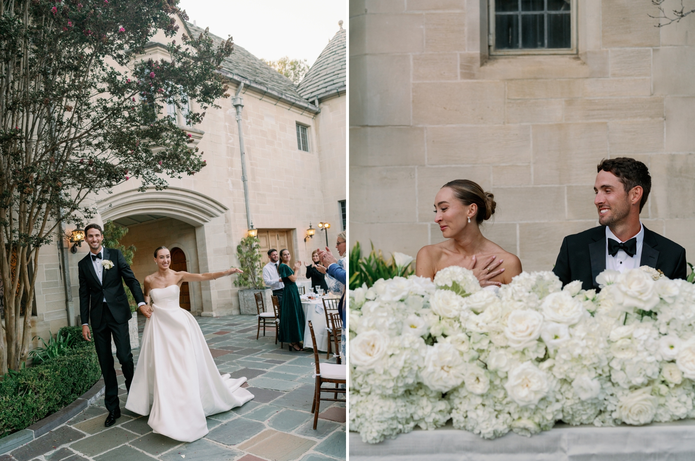 Bride and groom entering the reception space at Greyview Mansion 